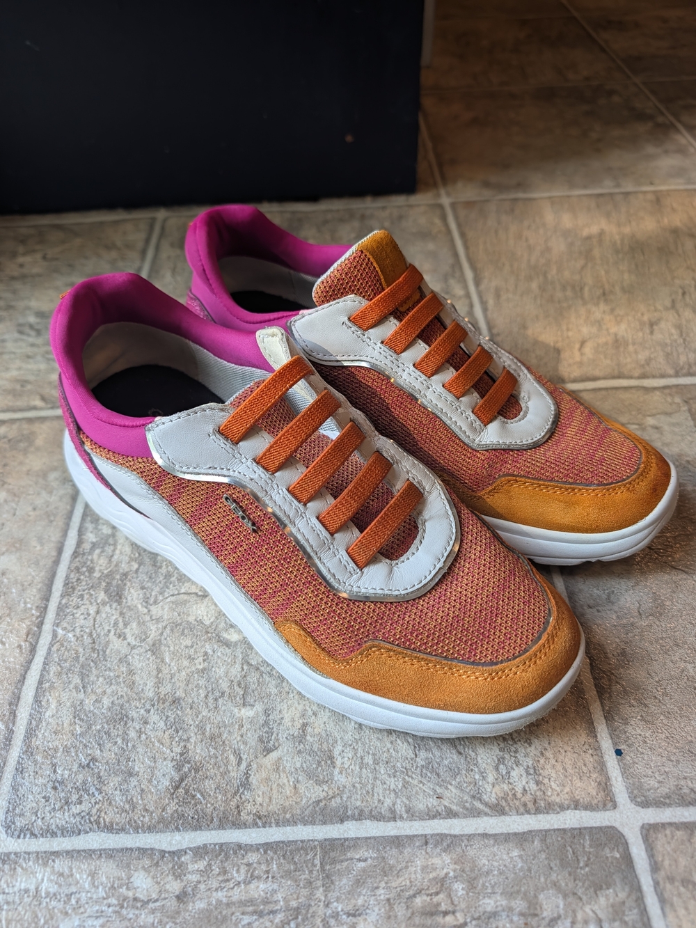 Geox Sneakers Women's 9 Slip-On Respira Spherica Orange & Fuschia Casual
